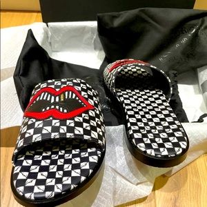 Chrome Hearts checkered Chomper slides